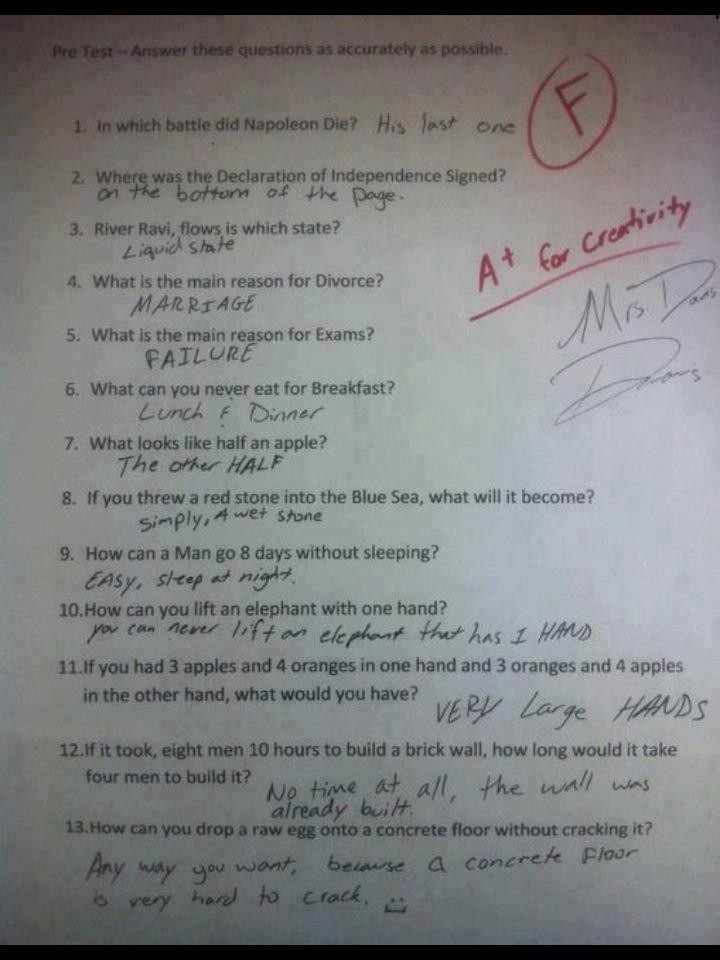 My relative's test paper