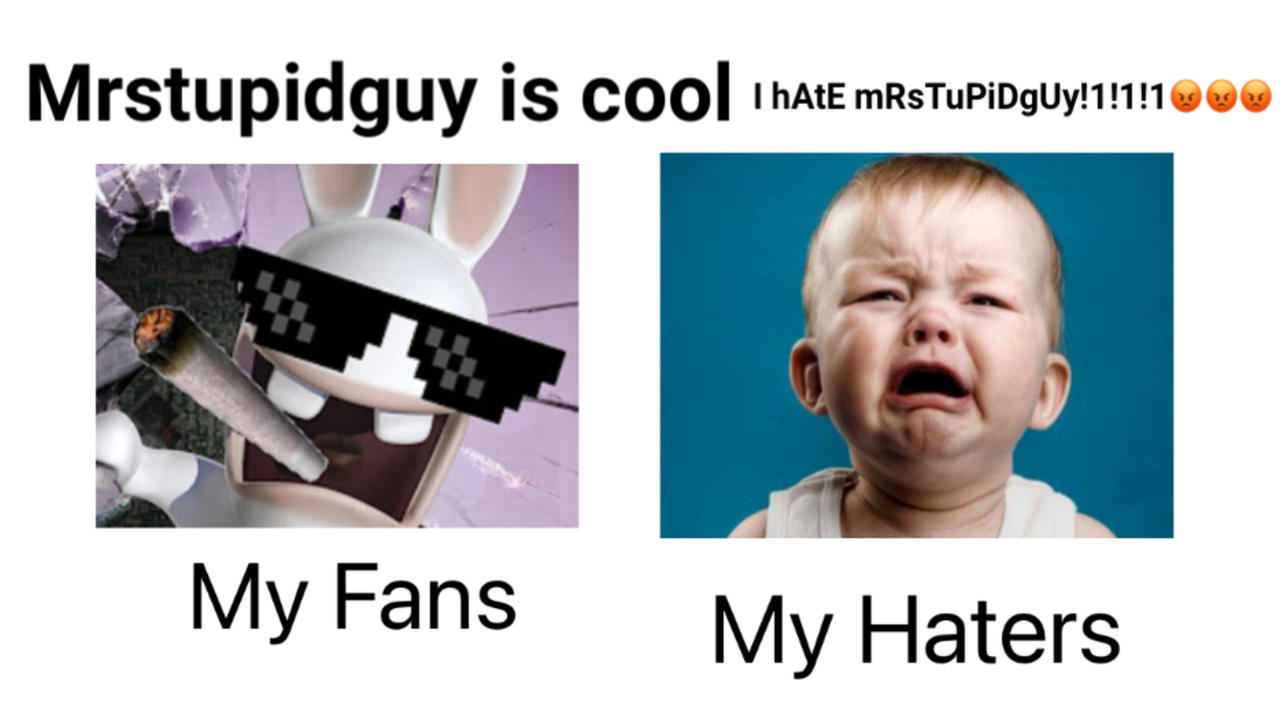 Haters Look How my fans look and how my haters look by mrstupidguy on DeviantArt