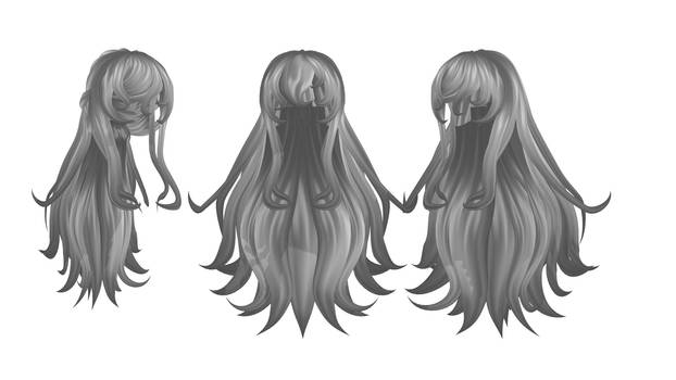 MMD Long Wavy Hair DL