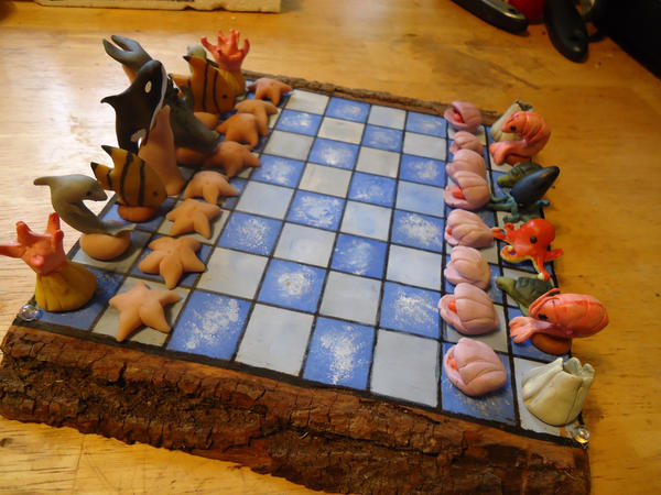 Sea Creatures Chess Set - I've been working on custom chess sets for a  while now, and I think this is one of my favorites : r/polymerclay