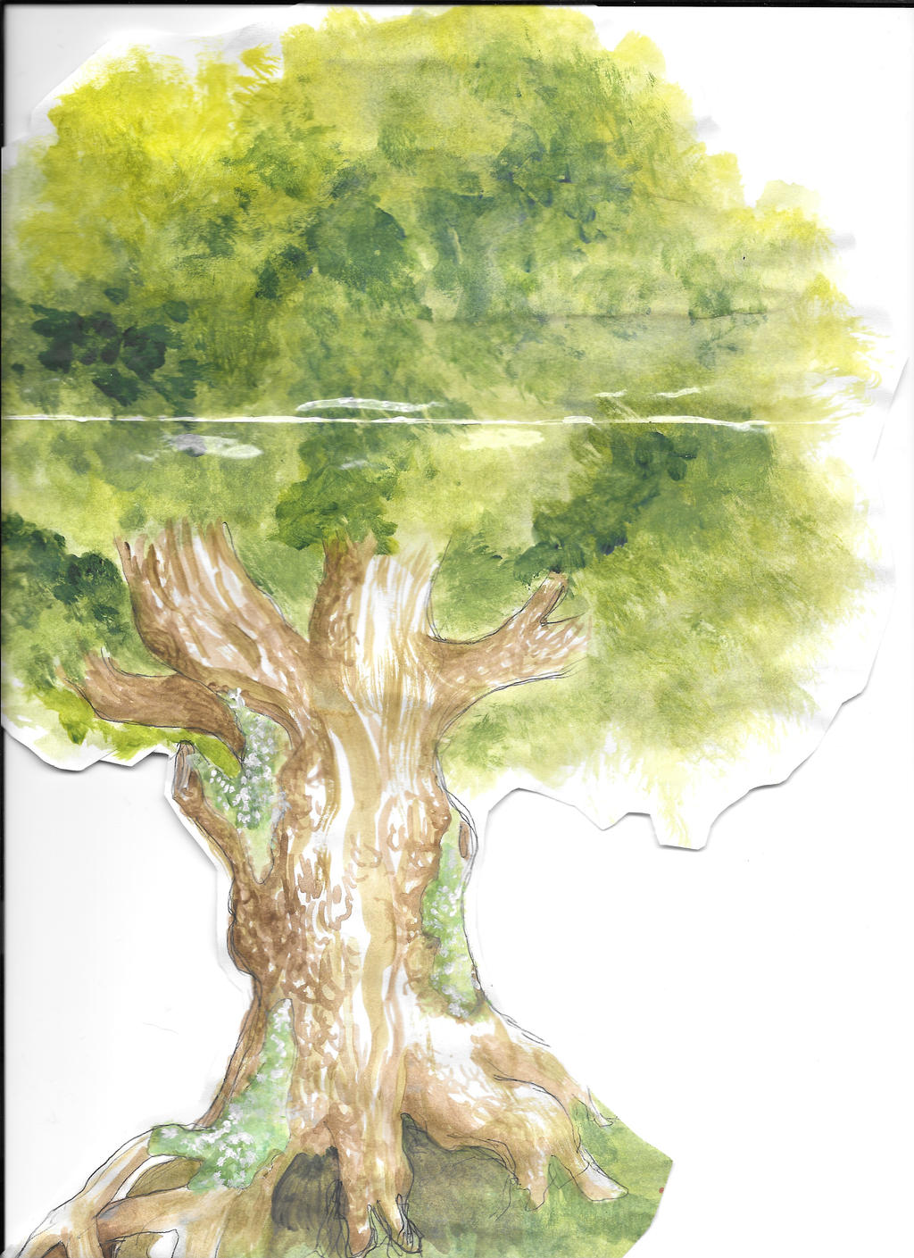 Watercolor doodle tree