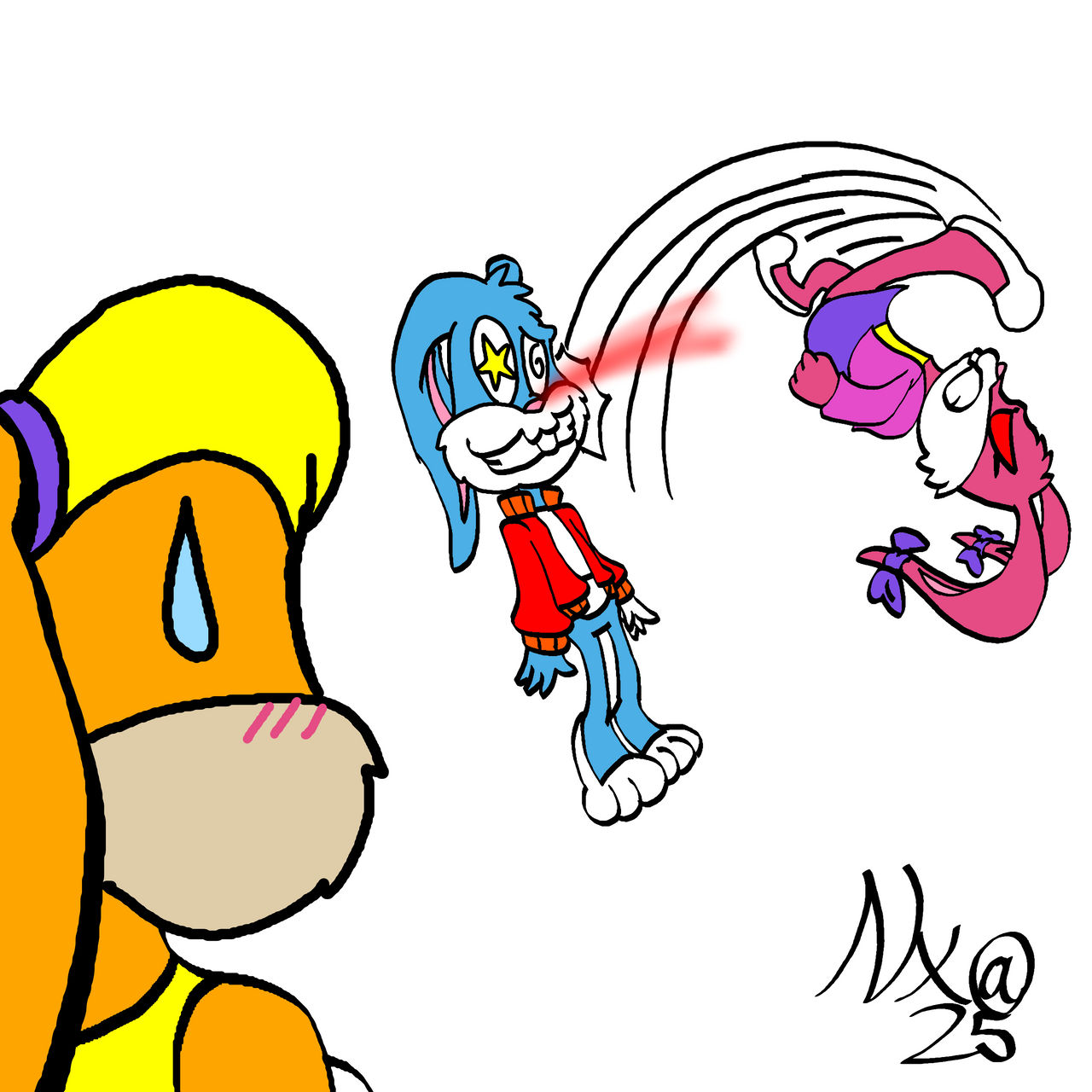 Blonde Rabbit Kick Babs Bunny kick Buster Bunny you pervert by NXAlpha25 on DeviantArt