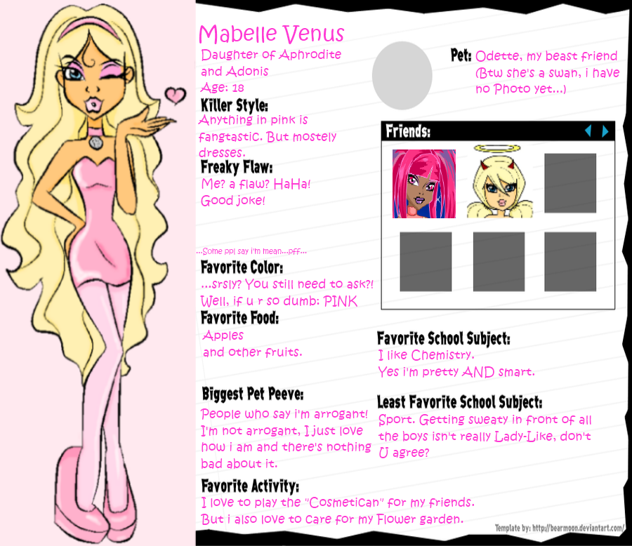 Monster High OC Mabelle Venus BIO