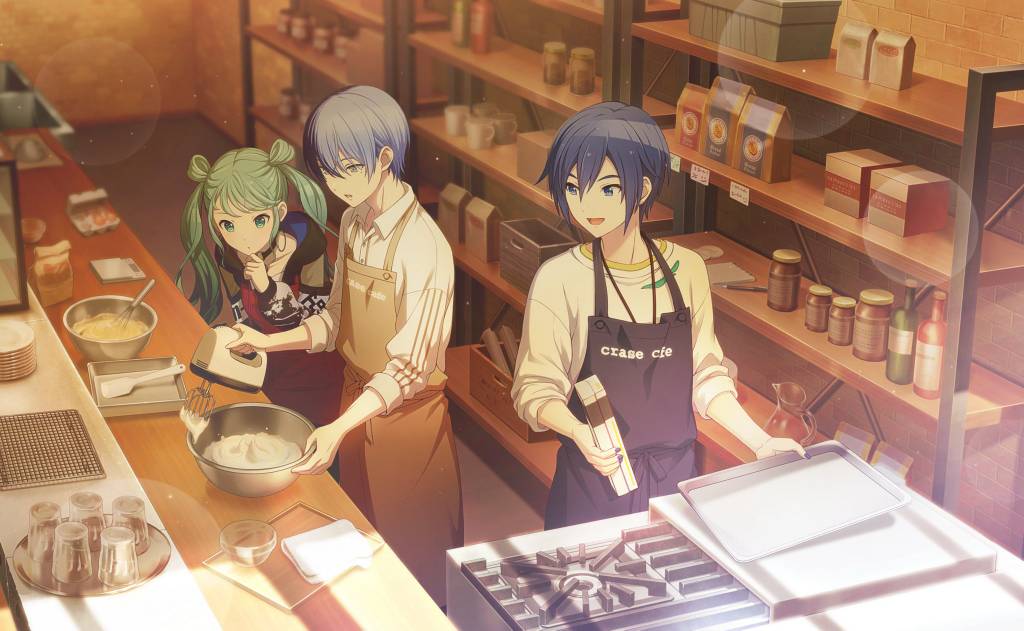 Cooking :(kaito , Aoyagi) ,watching:( miku ) by HourlyAnime on DeviantArt