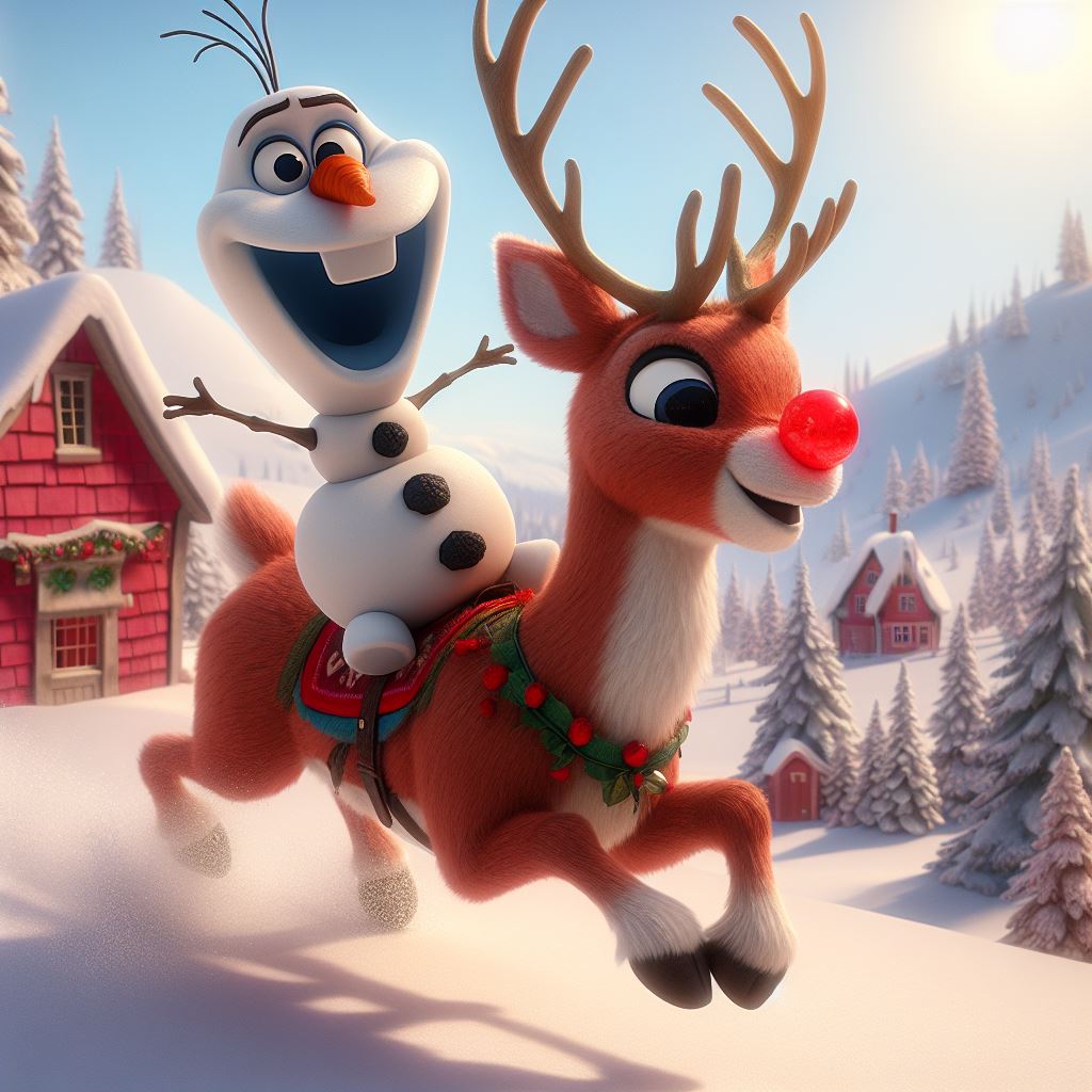 Olaf Riding on Rudolph The Red-Nosed Reindeer by disneydark on DeviantArt