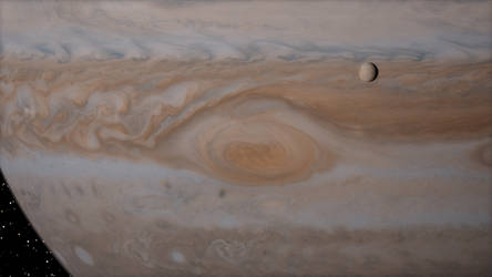 Europa on Jupiter's Great red spot