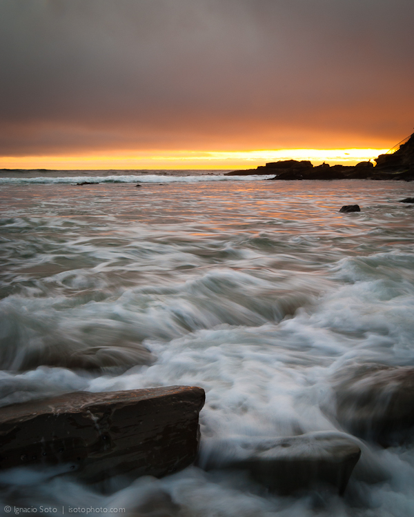 Orange horizon, gray day