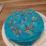 My March 15th Birthday white cake w/ Blue frosting