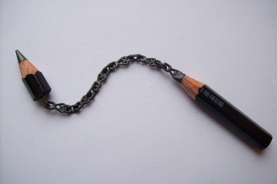 pencil carving heart-leaf chain