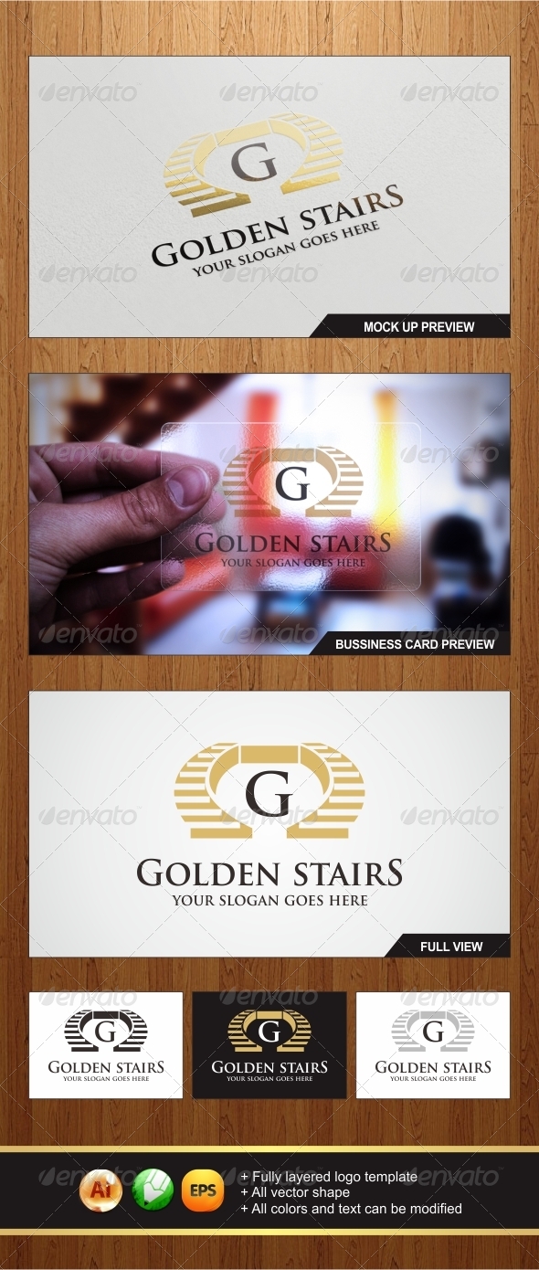 Golden Stairs Logo Template - Graphicriver