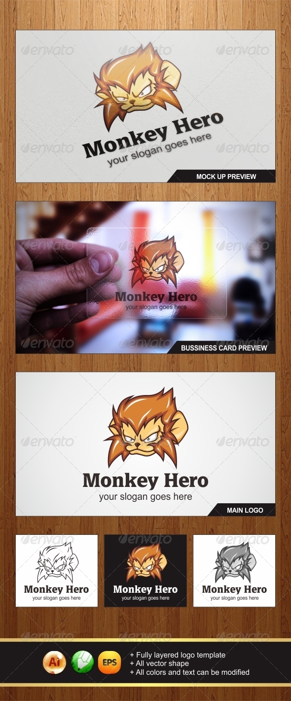 Monkey Hero Logo Template - Graphicriver