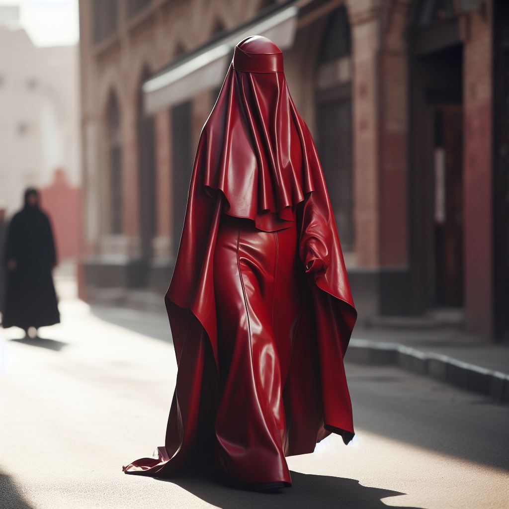 red latex burqa by llbrqa on DeviantArt