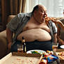 Gordo desesperado por comida