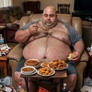 Fat men eating