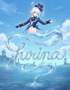 Undine Furina writes her own name with water