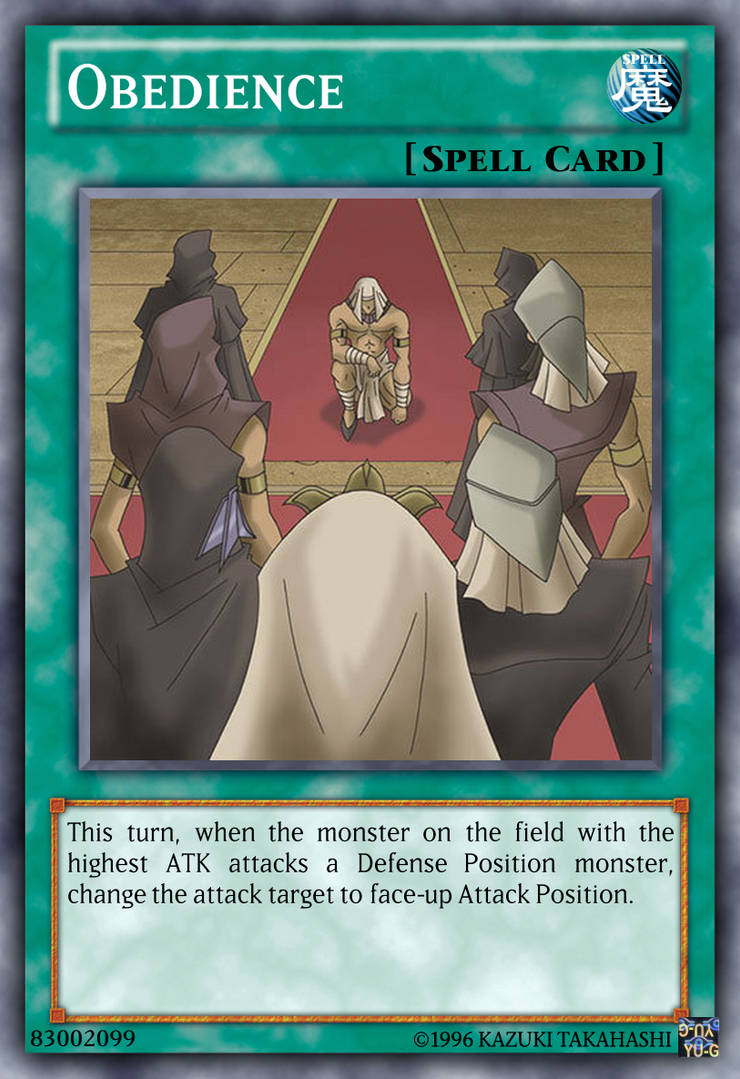 Obedience YuGiOh! custom card by DuelExpress on DeviantArt