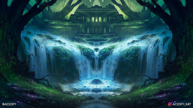 Falls (Fantasy Forest Symmetry Concept Art)