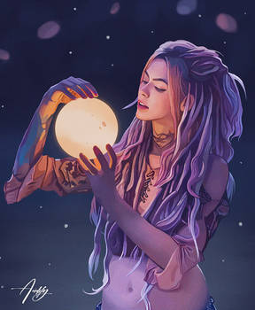Moonlight (Hippie Moon Girl Art)