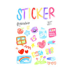 STICKER PACK CUTE ACRYLIC 02 PNG BY PORCELAIN