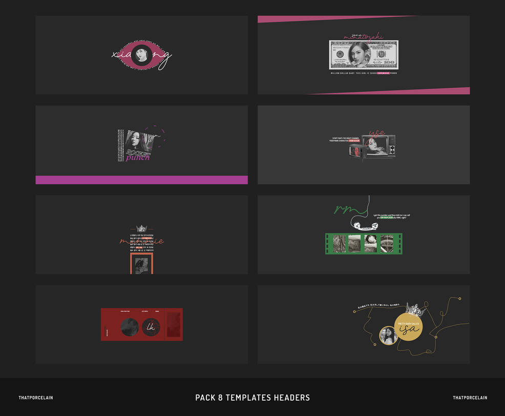 PACK 8 HEADERS PSD TEMPLATE BY PORCELAIN by thatporcelain on DeviantArt