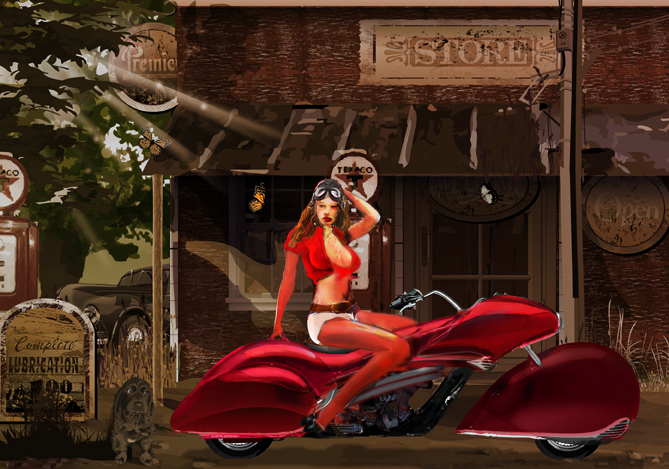 retro pinup motorbike