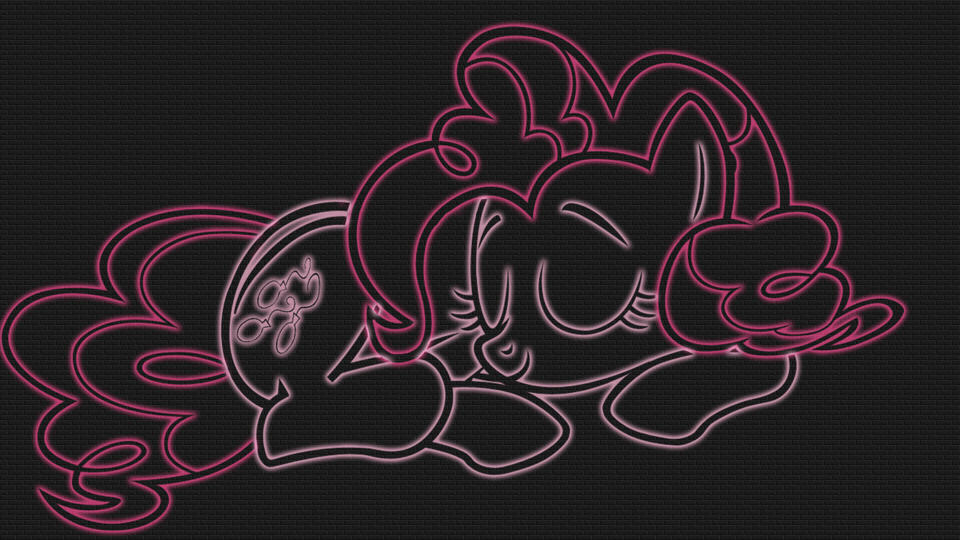 Sleepy Pinkie Pie LineArt Neon-Glow Wallpaper