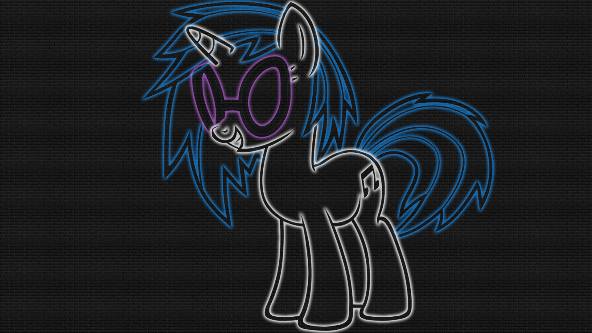 Vinyl Scratch - LineArt Neon-Glow Wallpaper