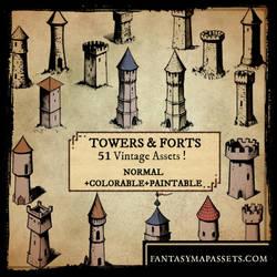 Medieval Fantasy Towers Pack / Vintage map Assets