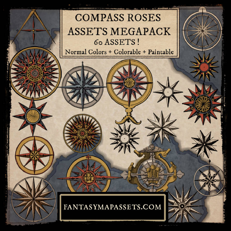Epic Compass Rose Guide.pdf Old Cartography Compass Roses - Fantasy Map Assets by atypikk01 on ...