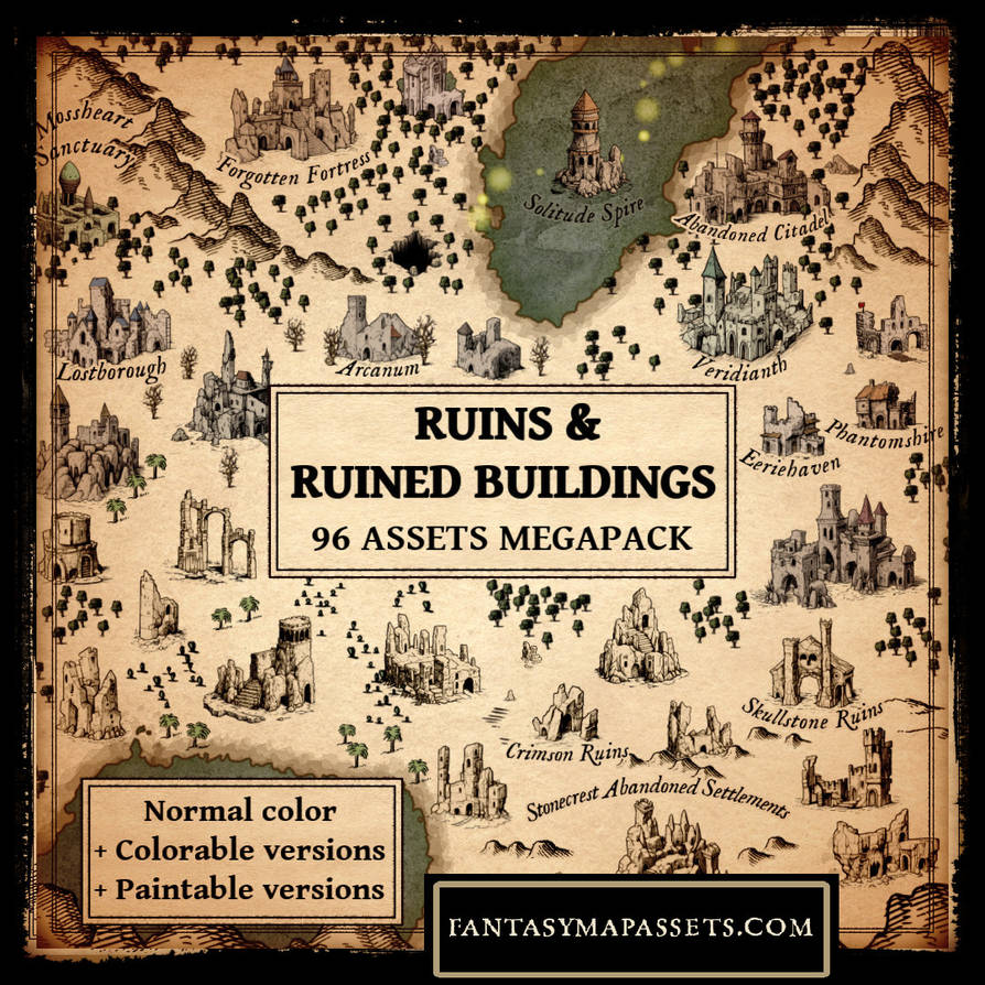 Ruins and Ruined Buildings - Fantasy map assets by atypikk01 on DeviantArt