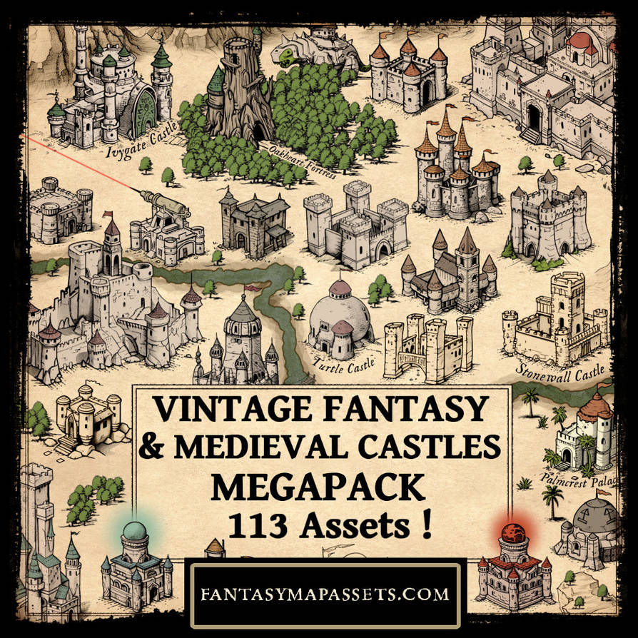 Medieval Rts Map Names Fantasy and Medieval Castles - Fantasy Map Assets by atypikk01 on ...