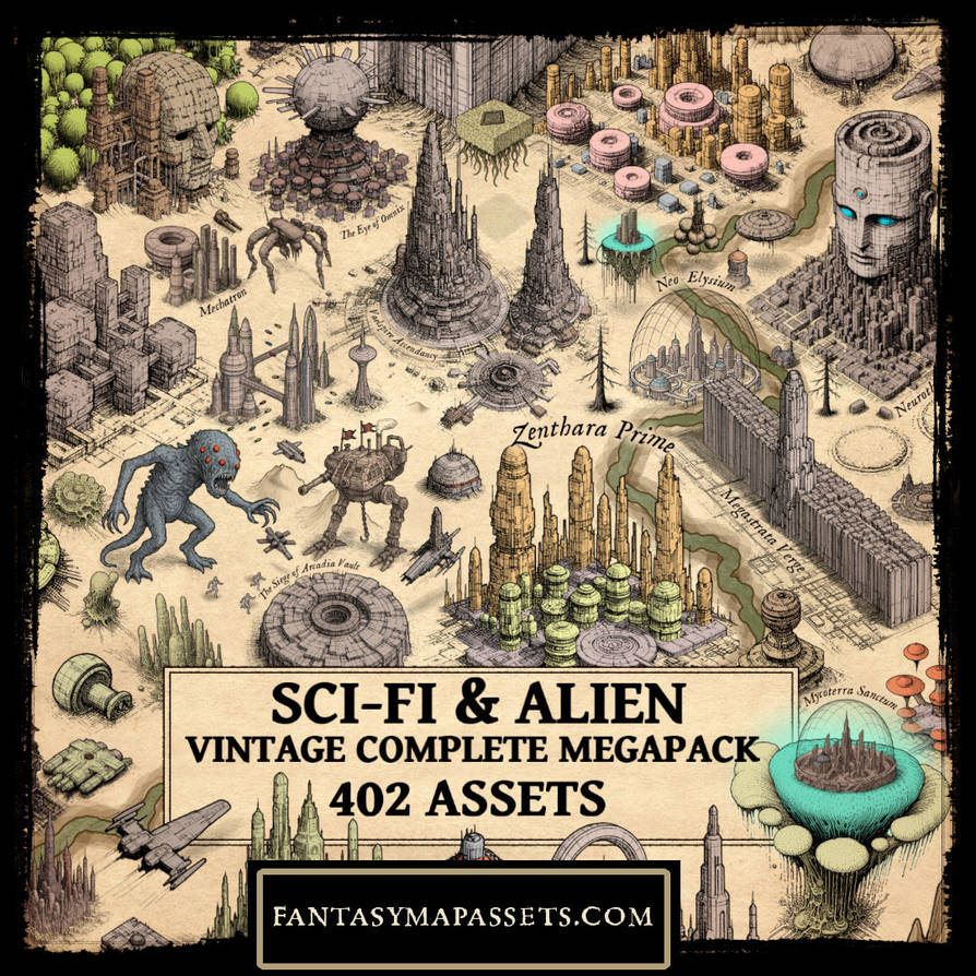 Alien Community Map Sci-fi and Alien Megapack - Fantasy Map Assets by atypikk01 on DeviantArt
