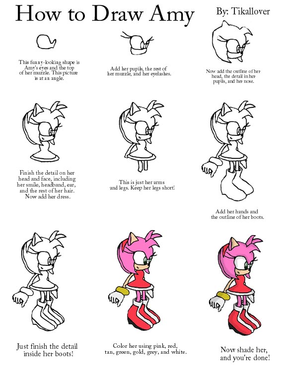 How to DRAW AMY ROSE - Sonic the Hedgehog 
