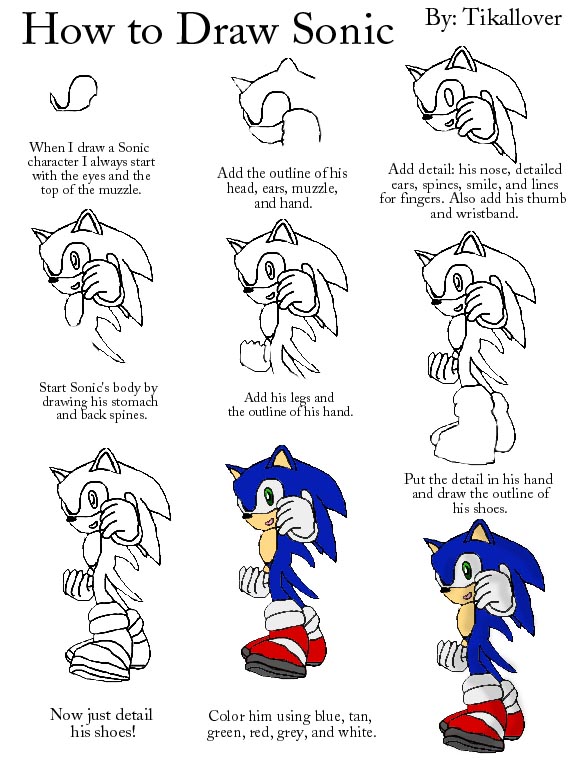 How to Draw Sonic Full Body