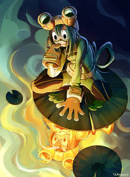 Asui Tsuyu in a glowing lake