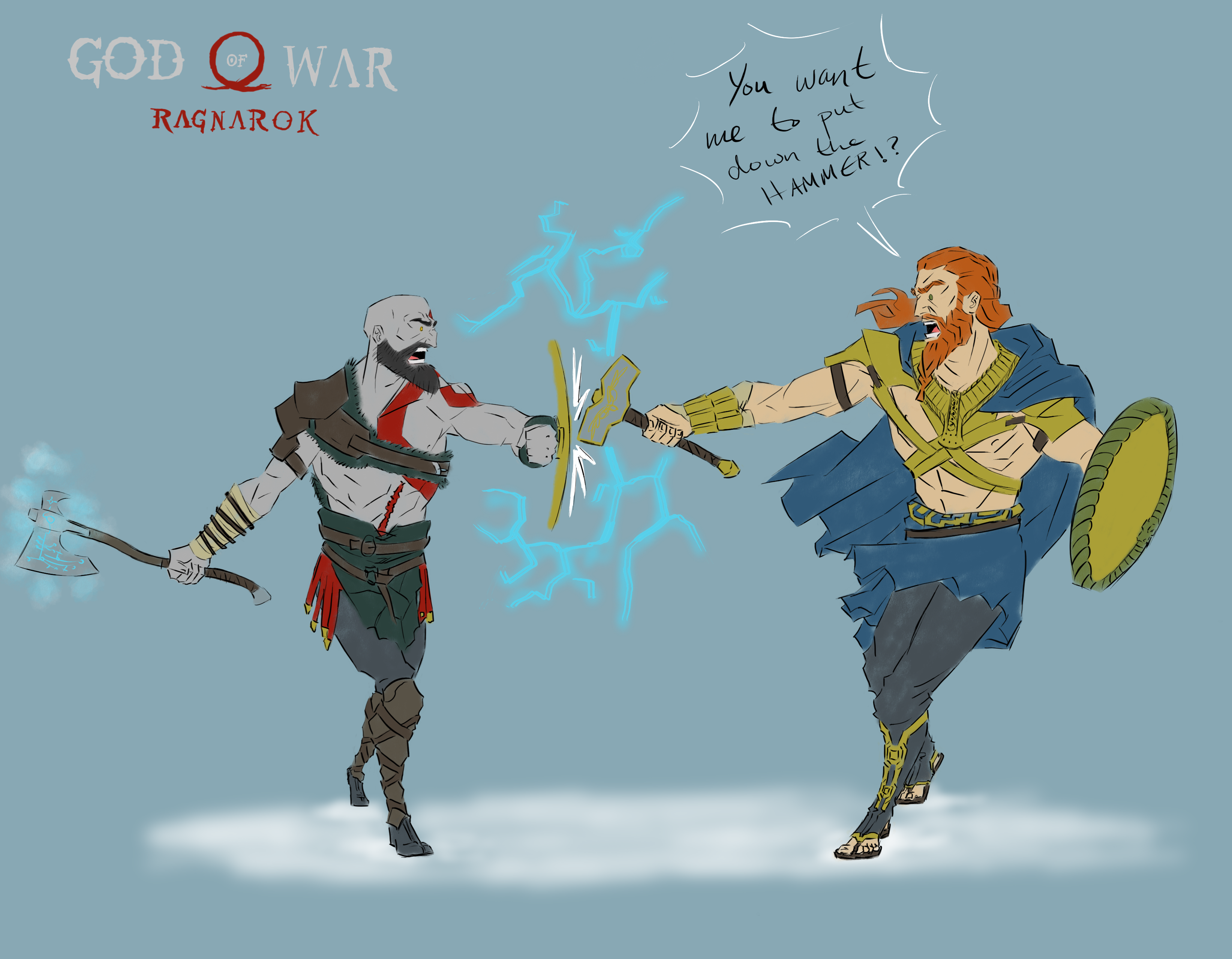 Kratos Vs Thor And Heimdall by DarkKomet on DeviantArt