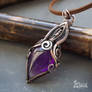 Amethyst wire wrapped copper necklace