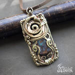 Boulder opal golden brass handcrafted necklace by Artarina