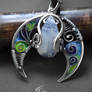 Silver wire enamel magical moon pendant