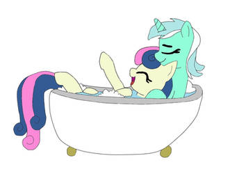 Lyra and Bon Bon bath time