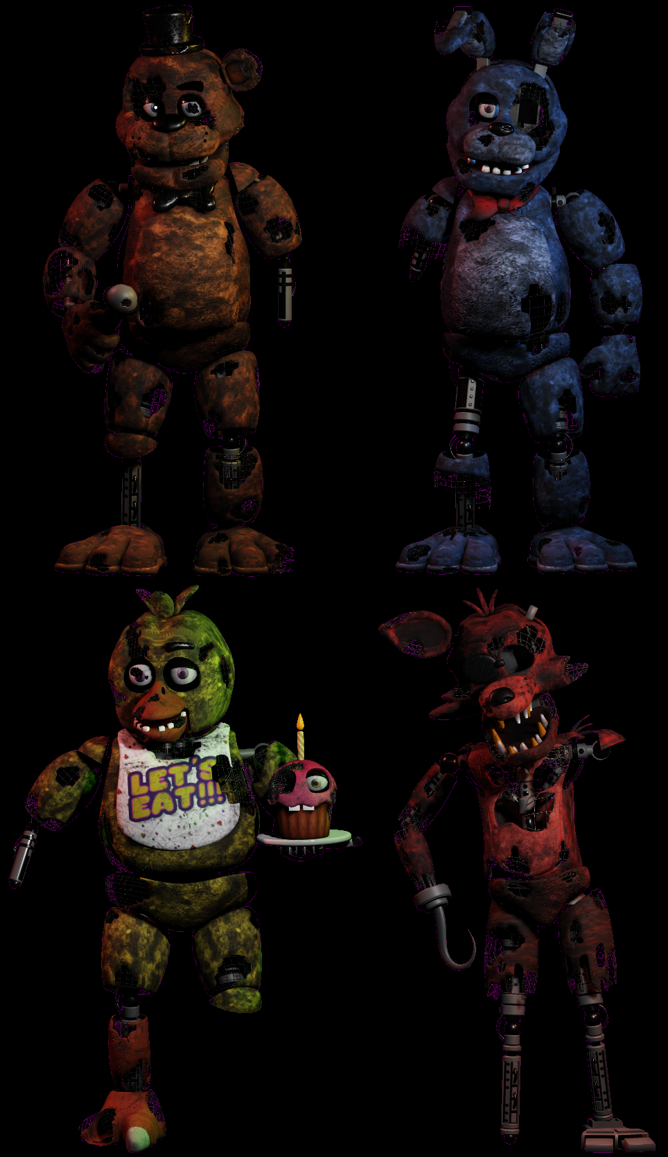 FNaF 1 animatronics if they were shattered (I got bored) :  r/fivenightsatfreddys