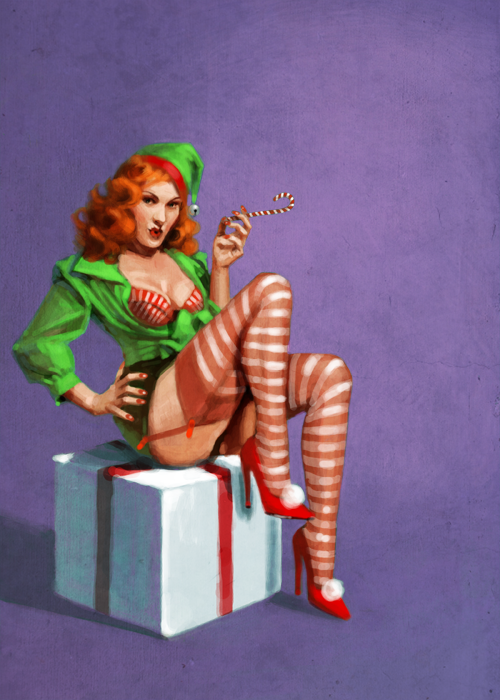 Santa's Helper Pin-up