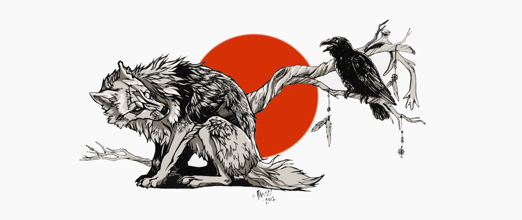 Wolf and Raven by Marzzunny