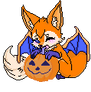 Pumpkin Eating Fox with its jack-a-lantern