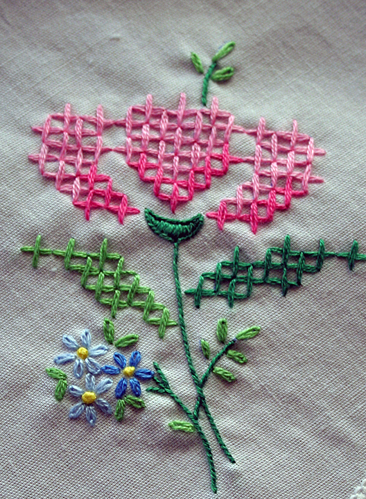 Phlox Daisy Embroidery Closeup