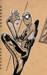 spidey on the wall by BrentMcKee