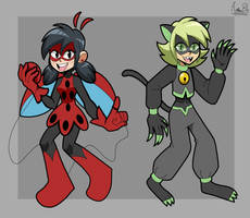 Redesigned Ladybug and Cat Noir