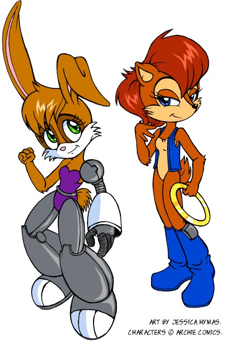 Bunnie Rabbot and Sally Acorn