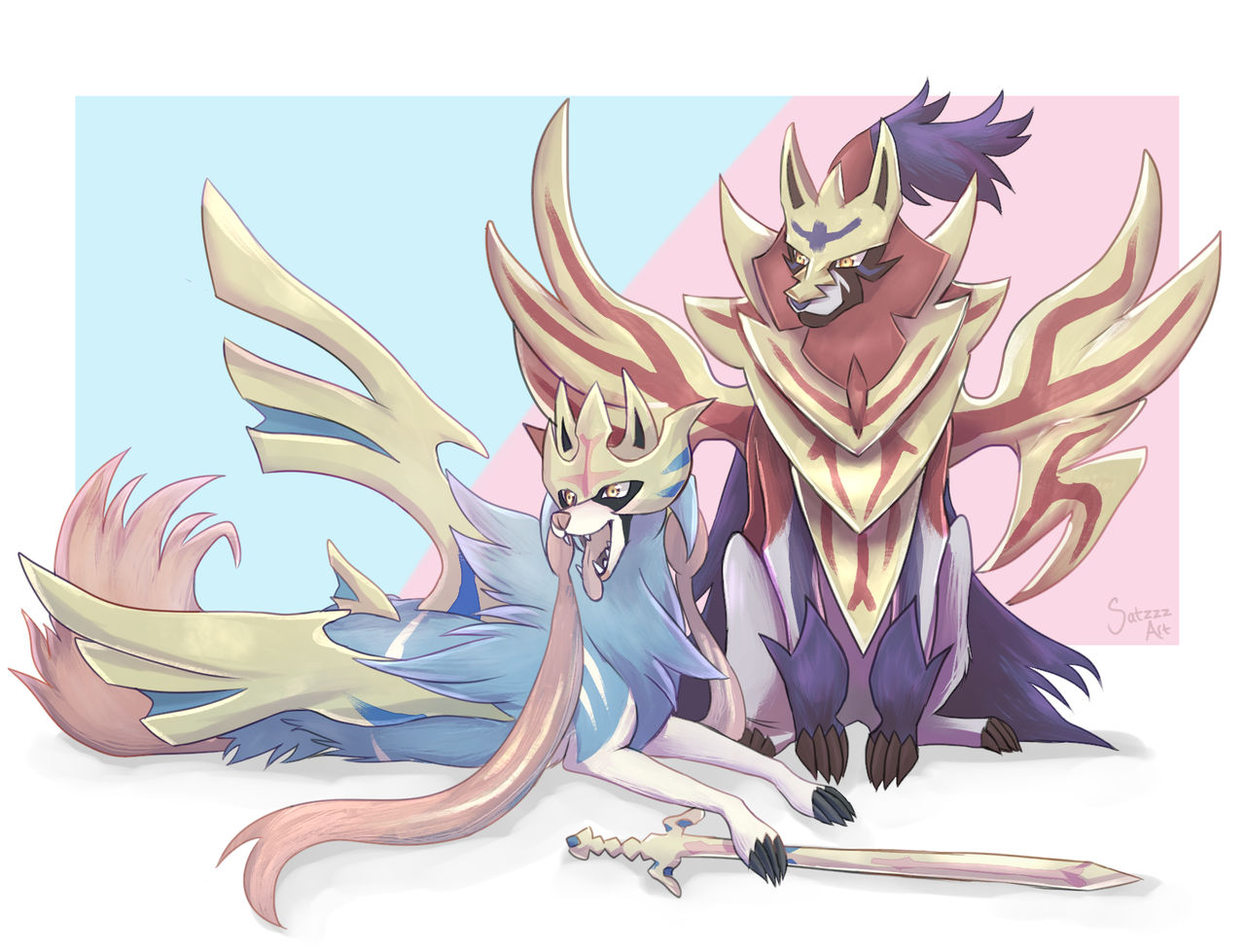 Zacian And Zamazenta By SatzzzArt On DeviantArt zacian-and-zamazenta-by-satzzzart-on-deviantart
