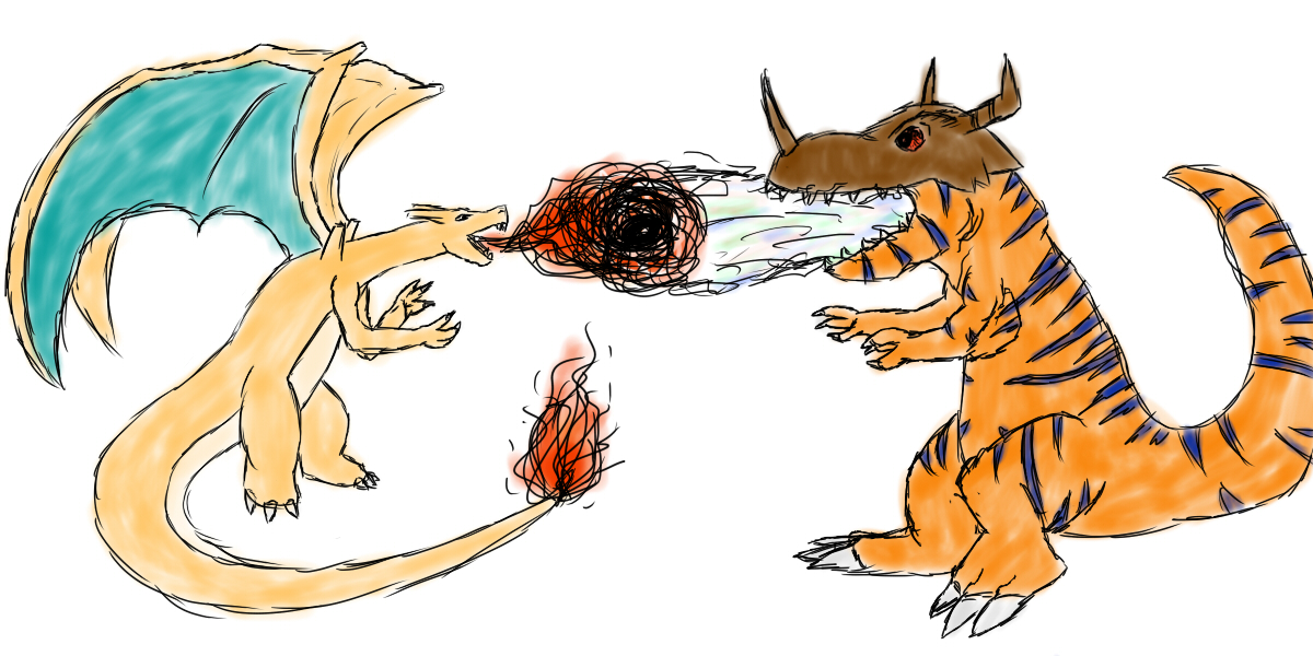 Charizard vs. Greymon - Colored